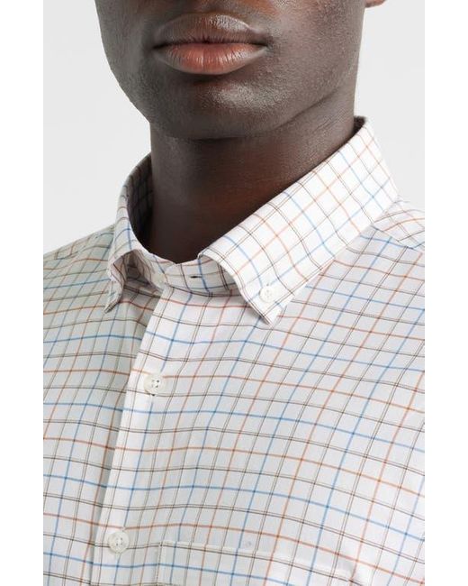 Scott Barber White Windowpane Prep Cotton Twill Button-Down Shirt for men