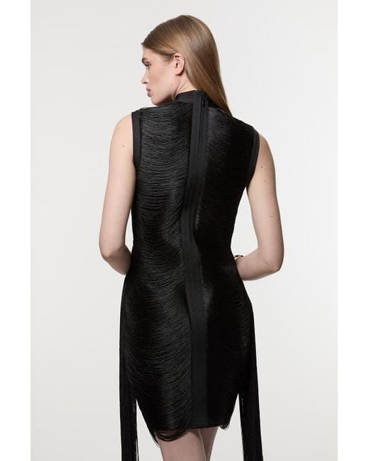 Karen Millen Black Knit Tassel Mini Dress