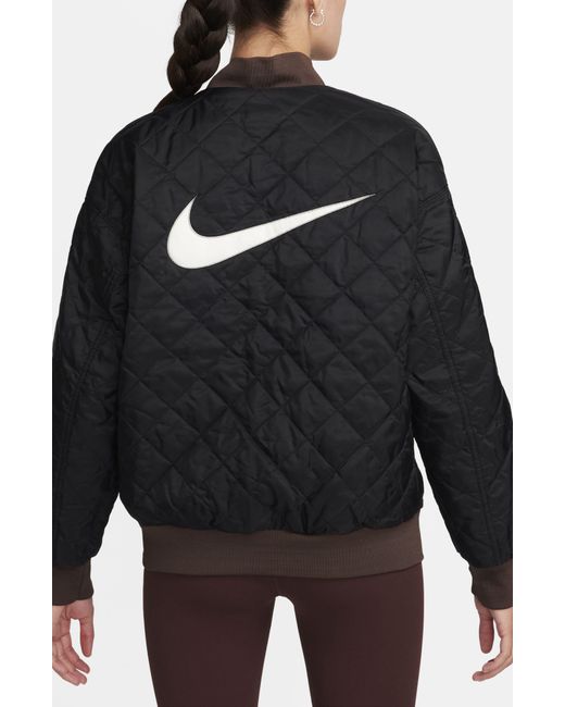 Nike Black Sportswear Reversible Varsity Quilted Bomber Jacket