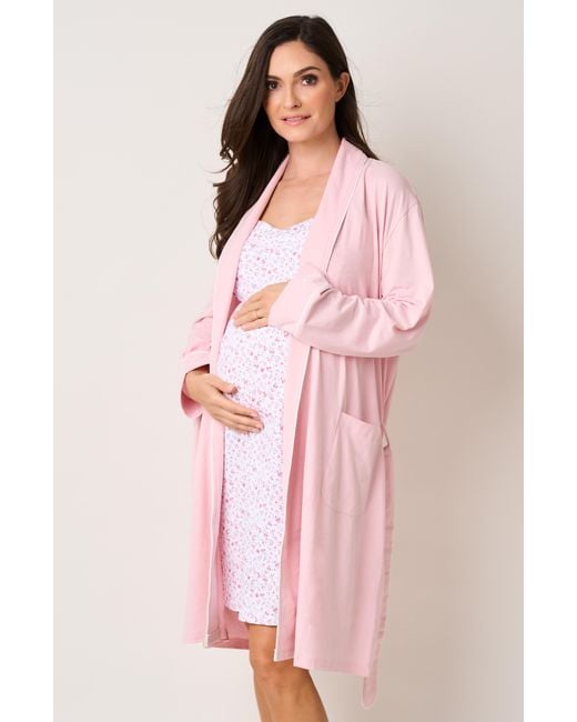 Petite Plume The Hospital Stay Luxe Maternity/nursing Robe in Pink