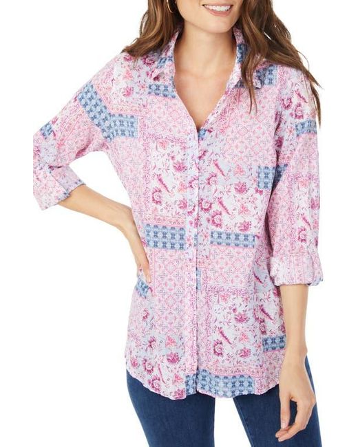 Foxcroft Red Zoey Boho Blooms Cotton Button-Up Shirt