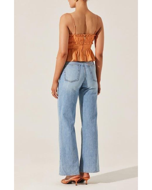 Astr Blue Sylan Plissé Peplum Camisole