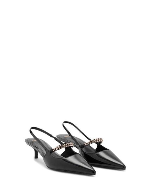 Mango Black Slingback Pointed Toe Mary Jane Kitten Heel Pump