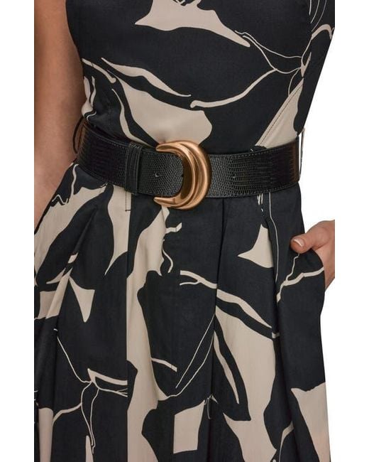 Donna Karan Belted Fit & Flare Midi Dress in Black | Lyst Donna Karan Belted Fit & Flare Midi Dress in Black | Lyst