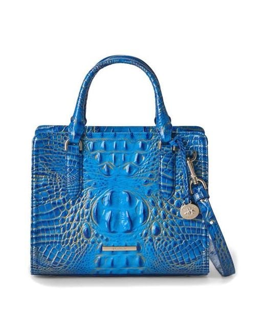 Brahmin Blue Cami Croc Embossed Leather Satchel