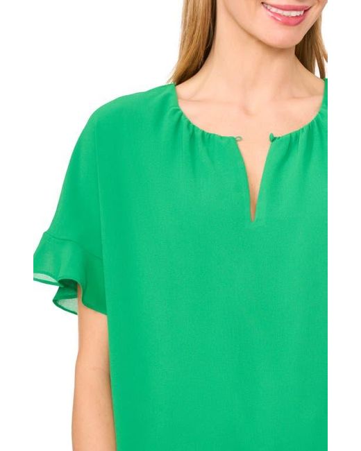Cece Green Flutter Sleeve Georgette Top