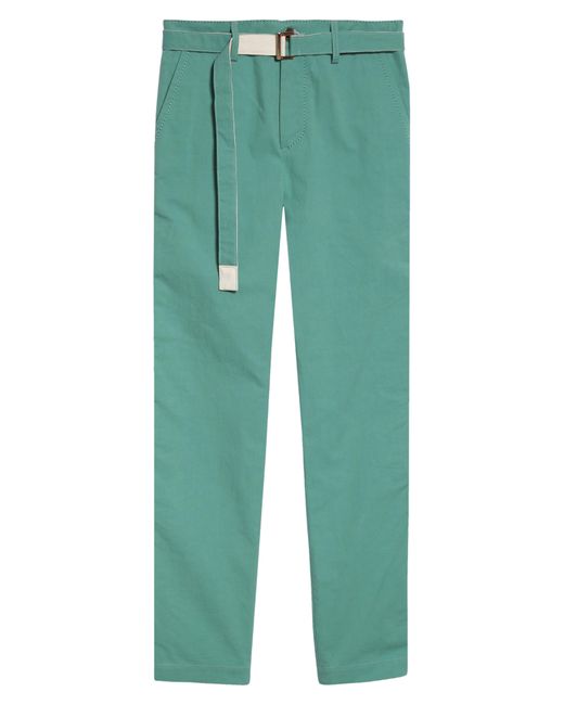 Sacai Green Belted Oxford Pants for men