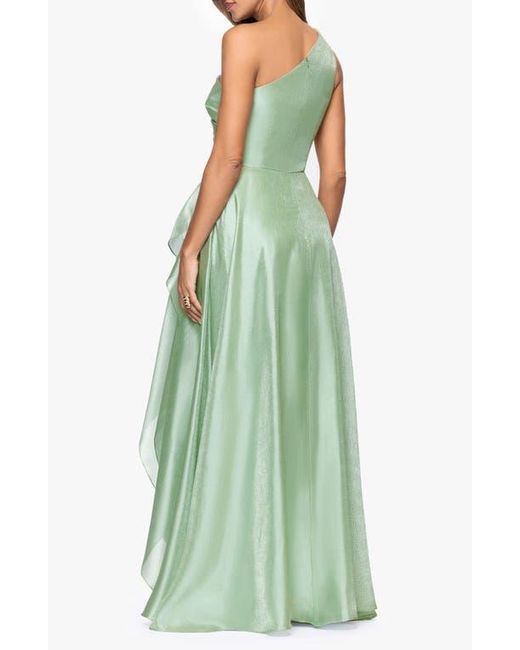 xscape green one shoulder dress Premium Men's Emerald Green 3-Piece Suit with Peak Lapel – Shekly Tux