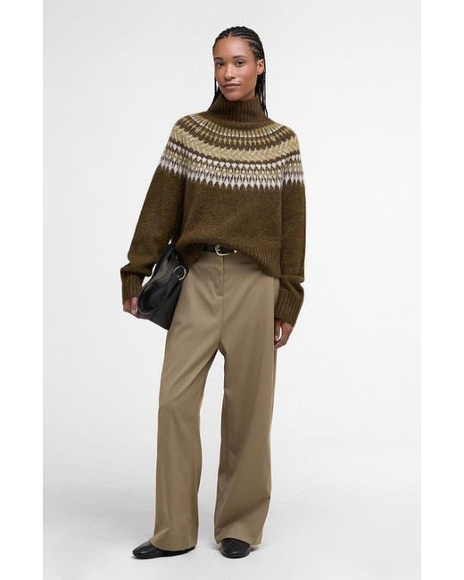 Barbour Green Lorrie Fair Isle Wool & Alpaca Blend Sweater