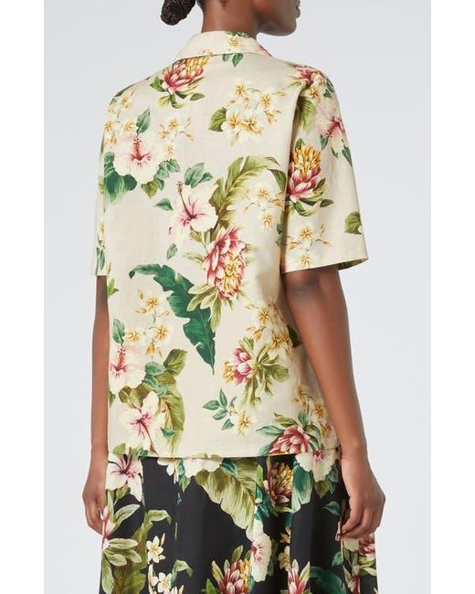 Marina Rinaldi Multicolor Brais Floral Linen & Cotton Button-Up Shirt