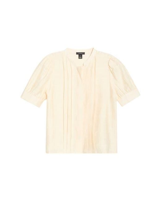 Halogen® Natural Pintuck Pleat Button-Up Top