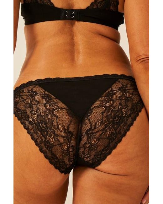 Stripe & Stare Black Eco Lace Triangle Bra & Original Knicker Set