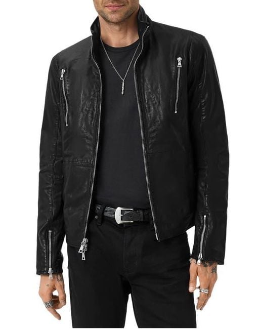 John Varvatos Black Jared Leather Racer Jacket for men
