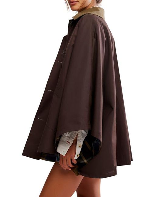 Free People Brown Bailey Button-Up Cape