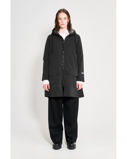 Stutterheim Black Mosebacke Patch Matte Raincoat