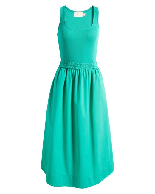 Nation Ltd Green Sadelle Stretch Cotton Midi Dress