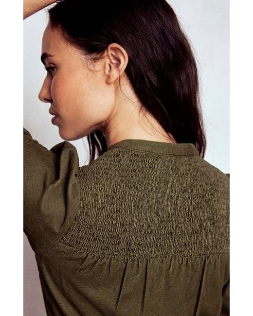 Boden Natural Cecily Belted Long Sleeve Cotton Corduroy Midi Dress