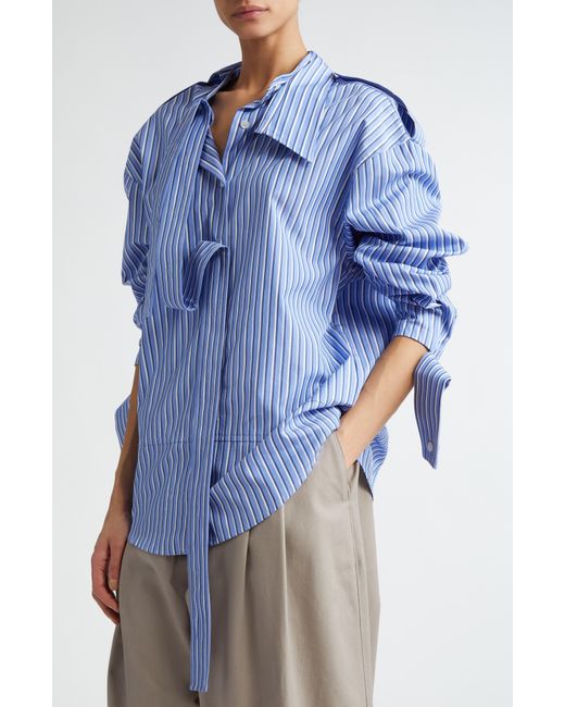 MERYLL ROGGE Blue Stripe Deconstructed Button-up Shirt