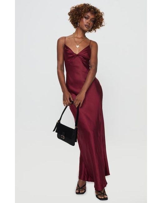 Princess Polly Marilyn Front Twist Satin Dress in Red | Lyst