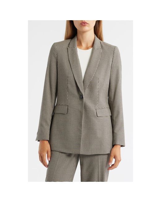 Anne Klein Gray Herringbone One-Button Blazer