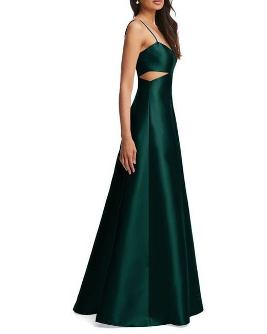Alfred Sung Cutout Satin Gown in Green Lyst