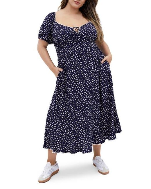 City Chic Blue Dress Sky Floral Midi Dress