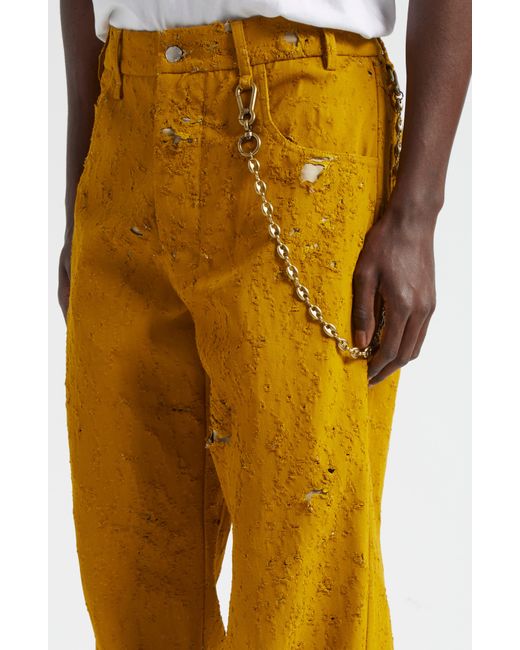 Song For The Mute Yellow Bullet Hole Denim Work Pants for men