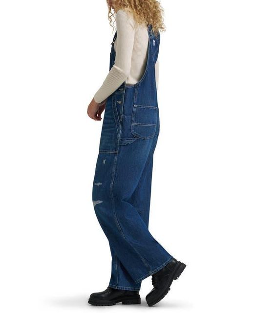 Lee Jeans Blue Distressed Relaxed Denim Overalls
