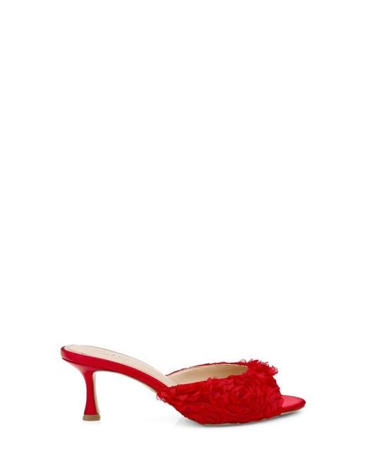 Badgley Mischka Red Scarlet Mesh Flower Sandal