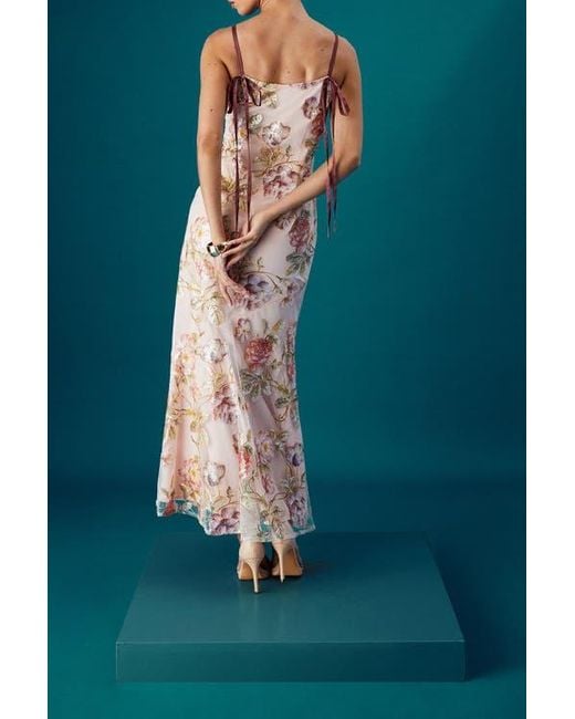 Coast White Muse Strappy Floral Sequin Maxi Dress