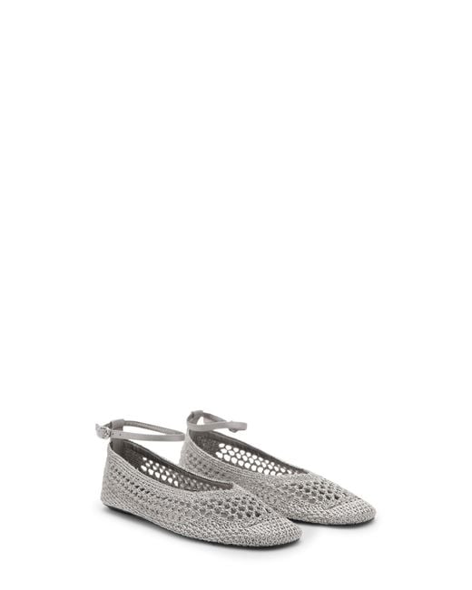 Mango White Crochet Ankle Strap Ballet Flat