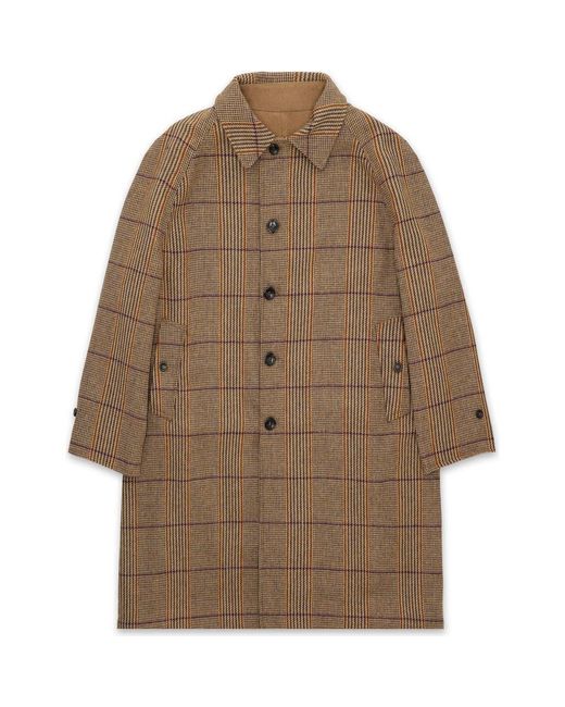 Fortela Brown Stanford Check Wool Double-Faced Single-Breasted Coat for men