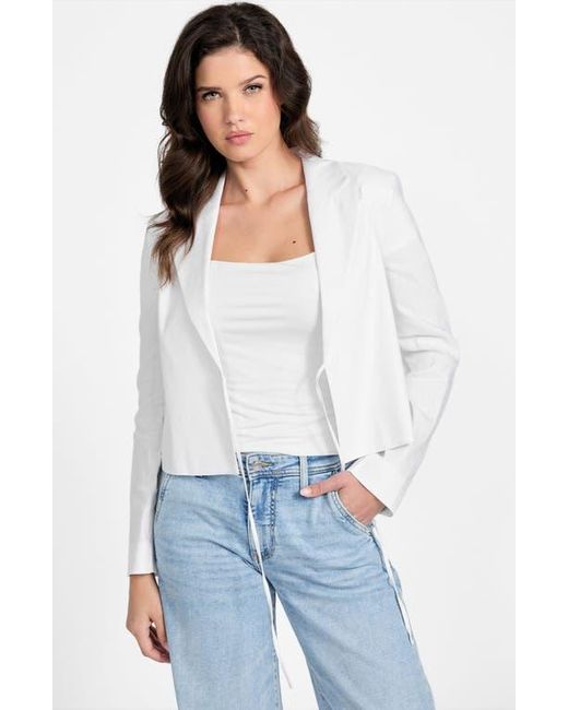 Guess White Linden Tie Front Linen Blend Crop Blazer