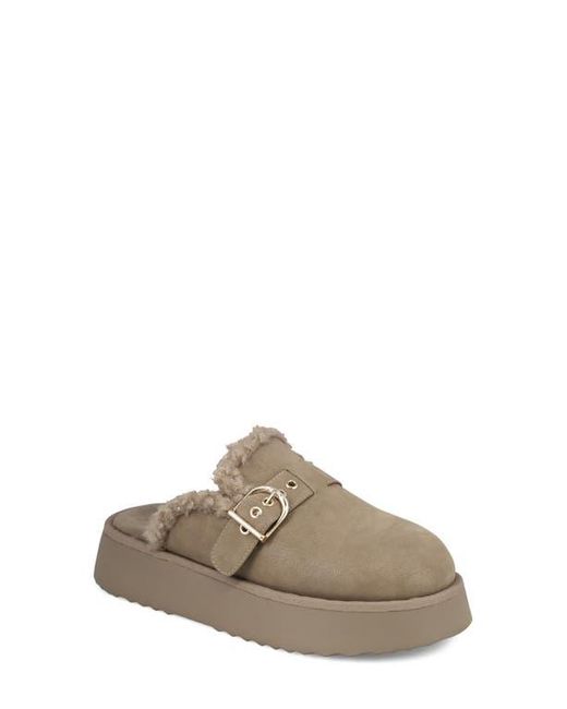 MIA Gray Sugary Faux Shearling Platform Mule