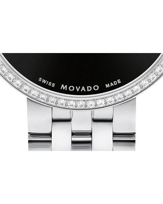 Movado Black Museum Classic Diamond Bracelet Watch