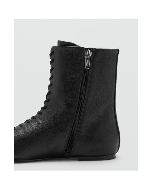 Mango Black Lace Up Bootie
