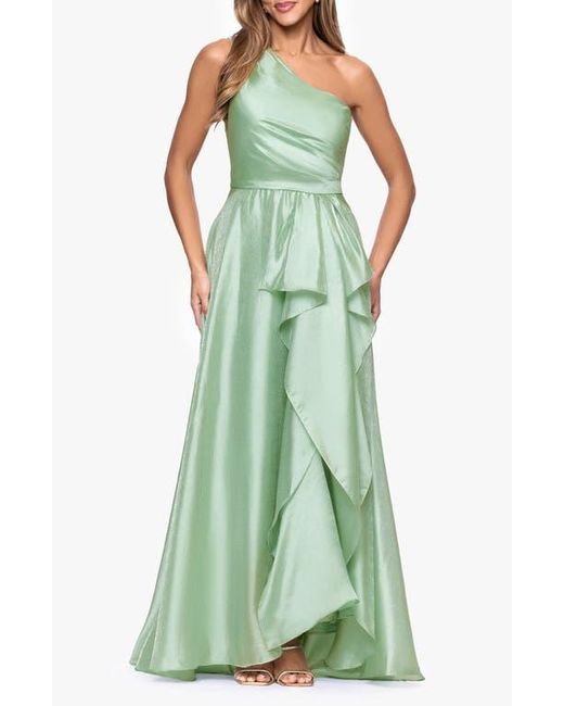 Xscape Evenings One-Shoulder Metallic Organza Gown in Green | Lyst