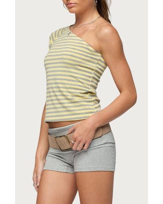 Edikted Green Eulia One-Shoulder Stripe Top