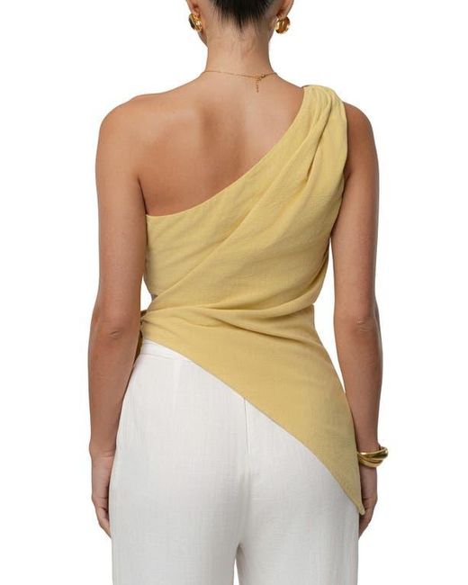 JLUXLABEL Yellow Palmera One-Shoulder Top