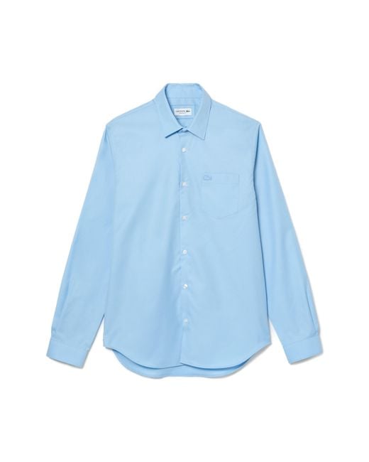 Lacoste Blue Regular Fit Solid Poplin Button-Up Shirt for men