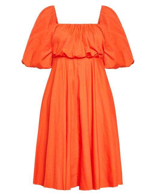 City Chic Orange Rosabella Puff Sleeve Midi Dress