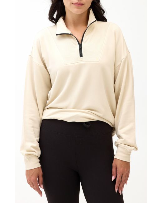 Threads For Thought White Nyla Fleece Half Zip Pullover