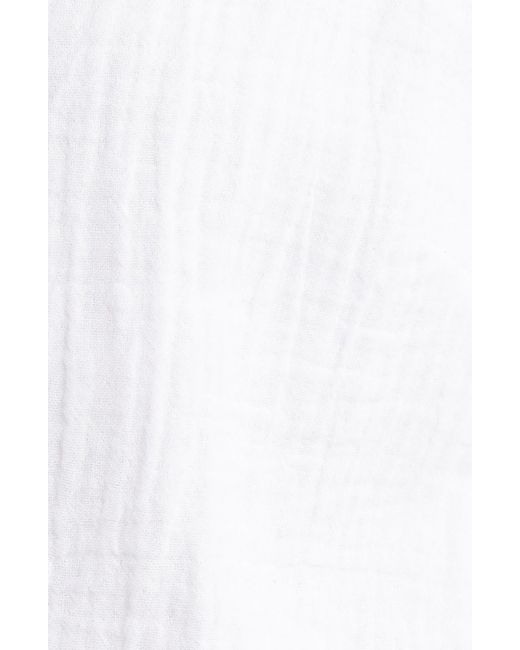 Caslon White Caslon(r) Long Sleeve Cotton Gauze Popover Top