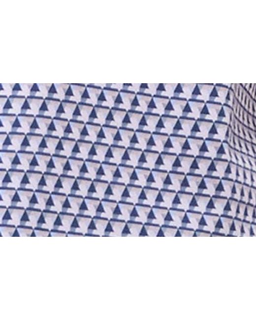 Bugatchi Blue Miles Ooohcotton Geo Print Short Sleeve Button-Up Shirt for men