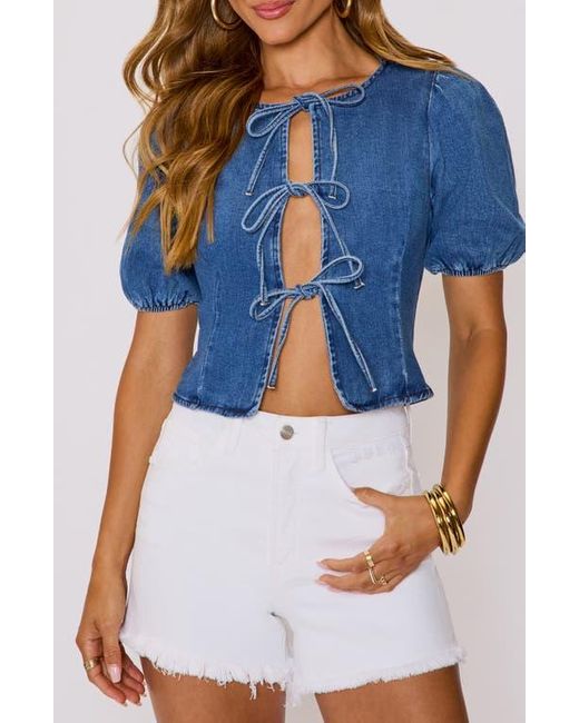 Vici Collection Blue Delilah Tie Front Top