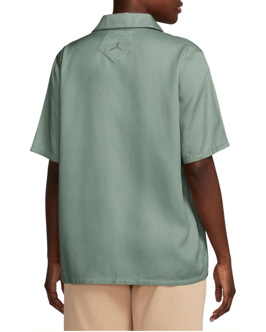 Nike Green Embroidered Notched Collar Camp Shirt