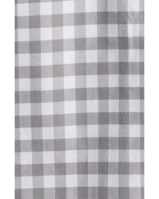 Thom Browne White Oversize 4-Bar Gingham Check Flannel Button-Up Shirt for men