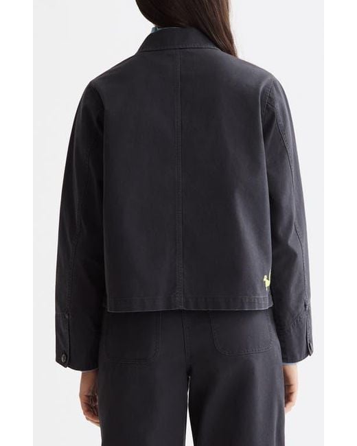 Scotch & Soda Black Washed Embroidery Detail Cotton Workwear Jacket