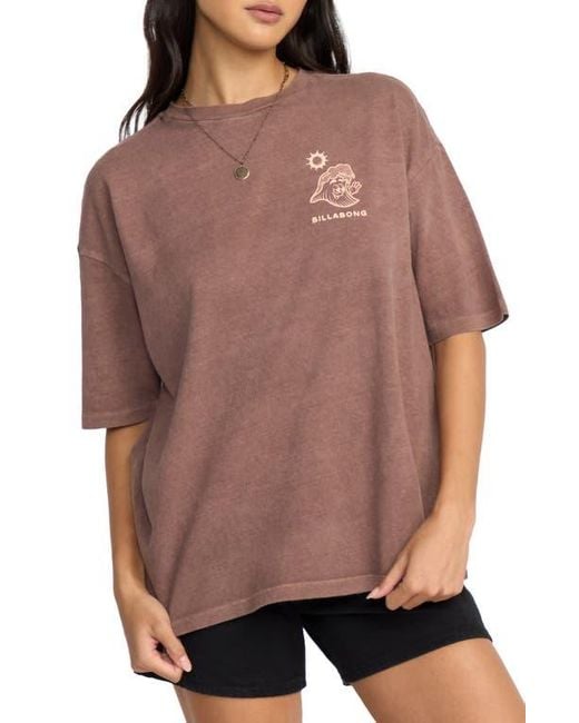 Billabong Red The Great Waves Oversize Cotton Graphic T-Shirt