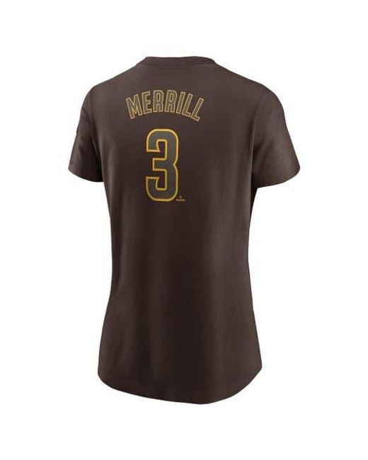 Nike Brown Jackson Merrill San Diego Padres Fuse Name & Number T-Shirt
